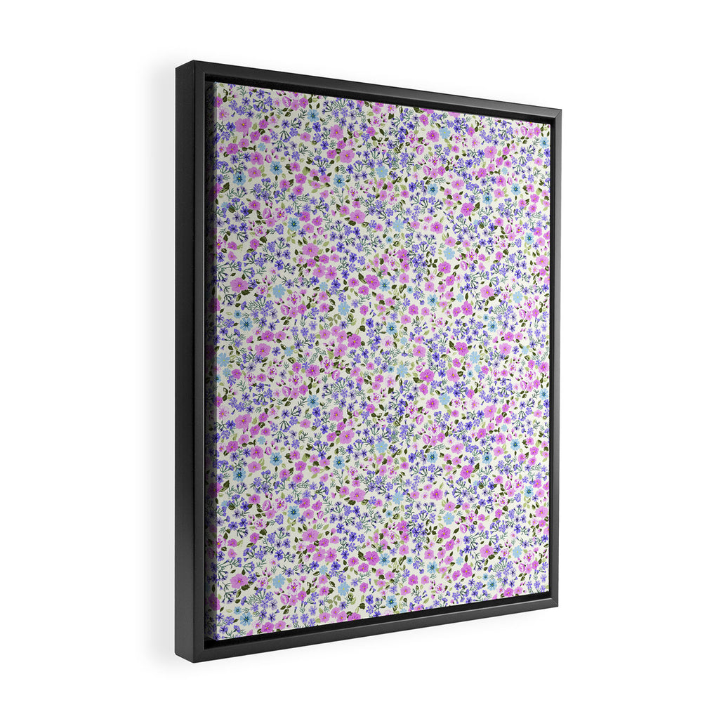 Retro Lilac Ditsy Cottage Garden Floral Framed Canvas Print Gallery Image 2
