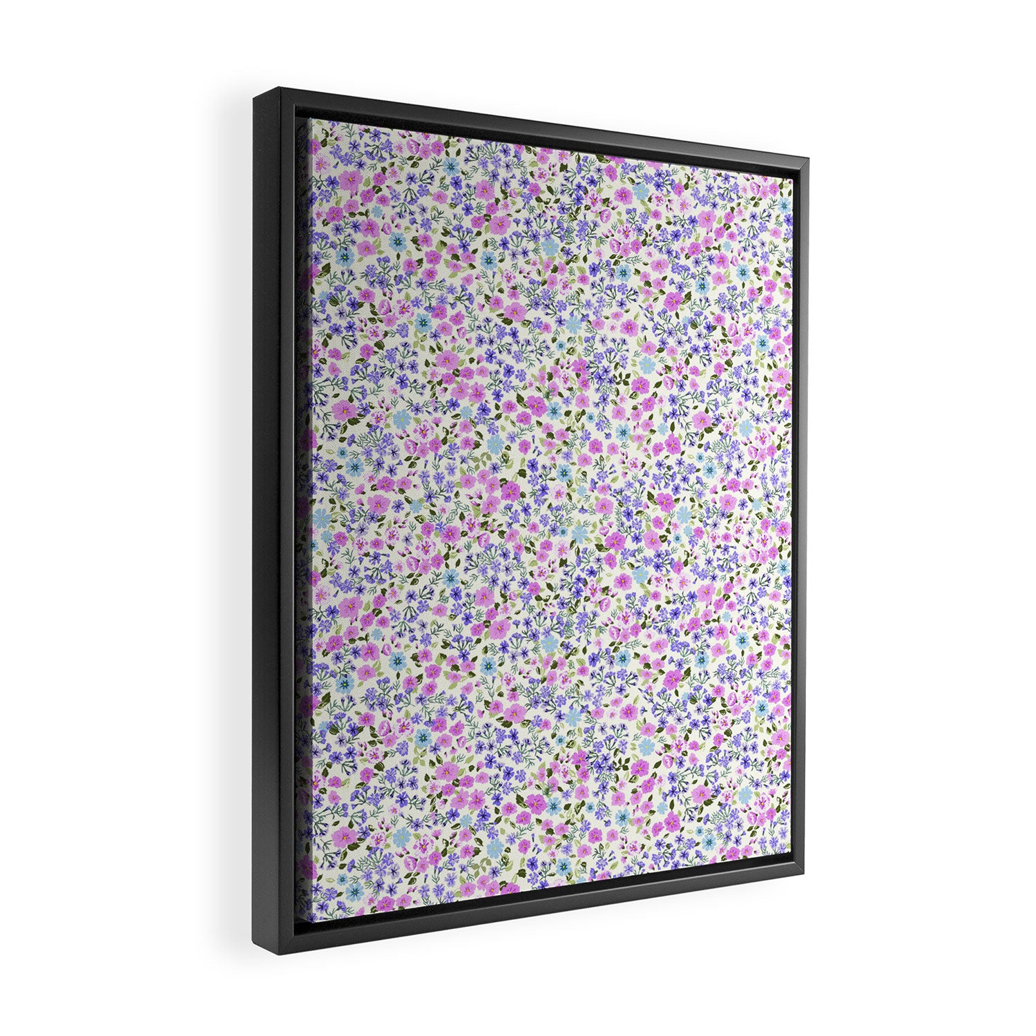 Retro Lilac Ditsy Cottage Garden Floral Framed Canvas Print Gallery Image 2