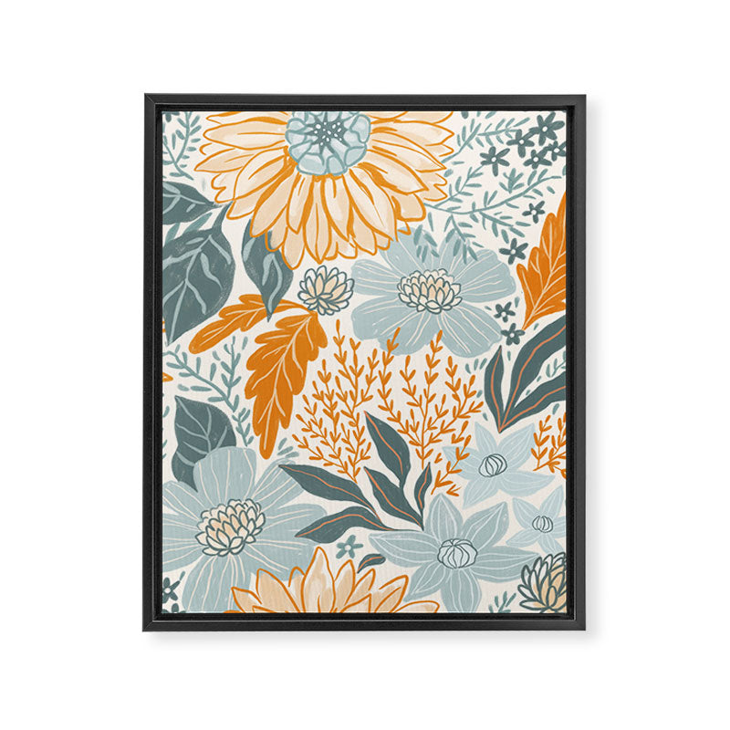 Retro Pastel Gouache Floral Framed Canvas Print Gallery Image 8