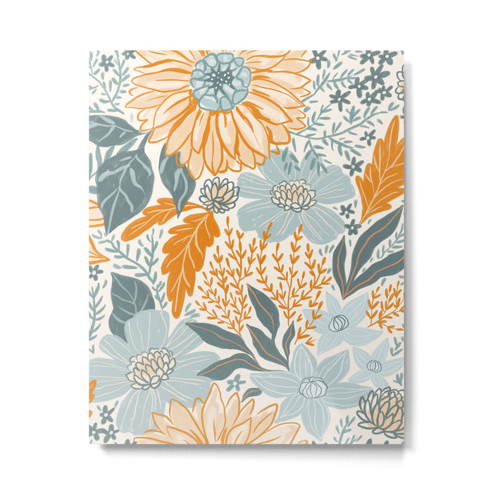 Retro Pastel Gouache Floral Metal Print Gallery Image 1