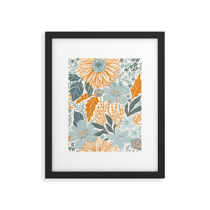 Retro Pastel Gouache Floral Framed Art Print Gallery Image 1