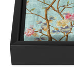 Romantic Chinoiserie Aqua Zen Garden Framed Canvas Print Gallery Image 3