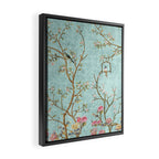Romantic Chinoiserie Aqua Zen Garden Framed Canvas Print Gallery Image 2