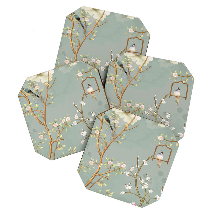 Romantic Chinoiserie Pearl Garden Coaster Gallery Image 1