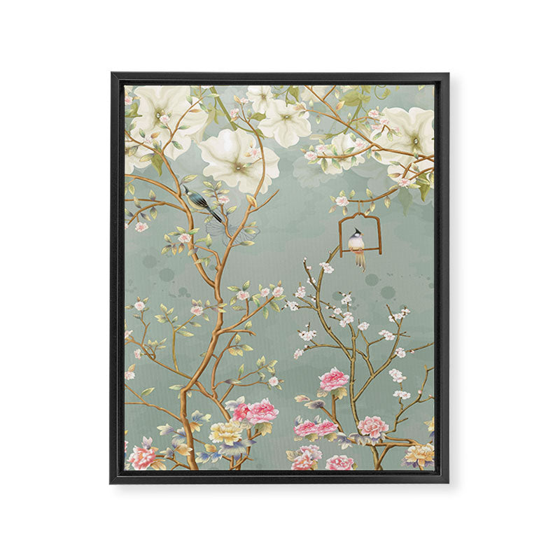 Romantic Chinoiserie Pearl Garden Framed Canvas Print Gallery Image 6