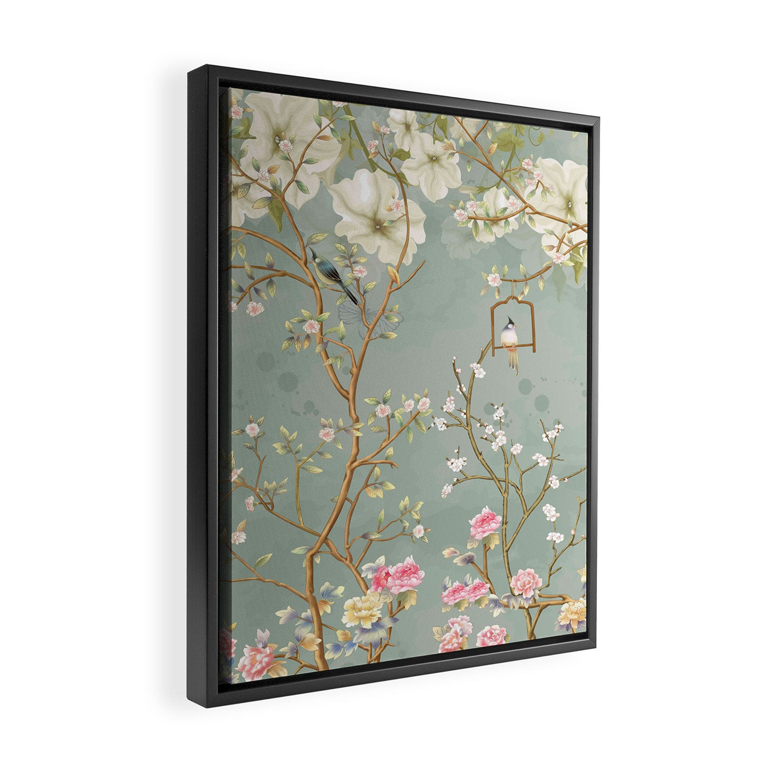 Romantic Chinoiserie Pearl Garden Framed Canvas Print Gallery Image 2