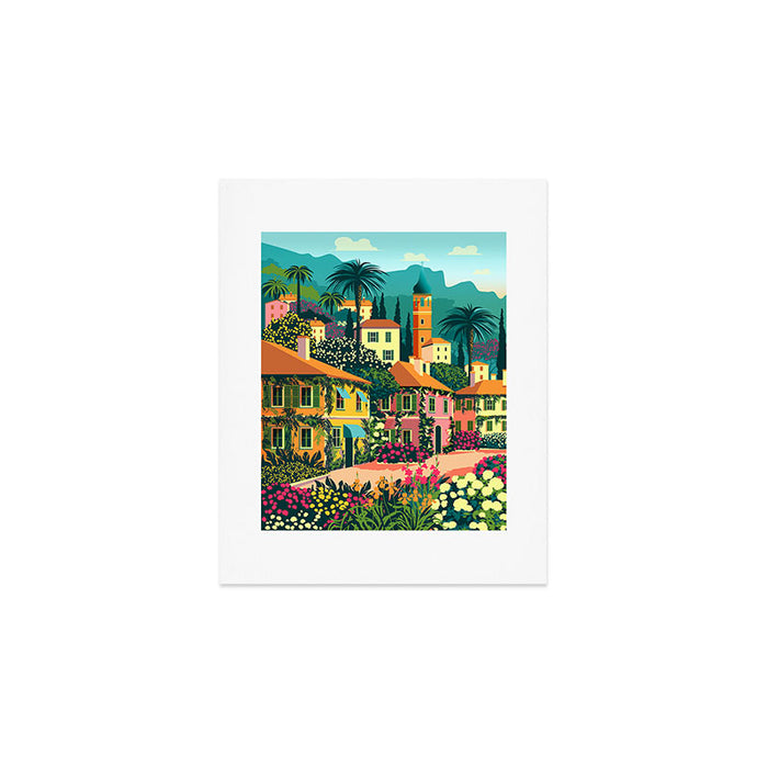 Romantic Italian Landscape Lake Como Colorful European Landscape Art Art Print Gallery Image 1
