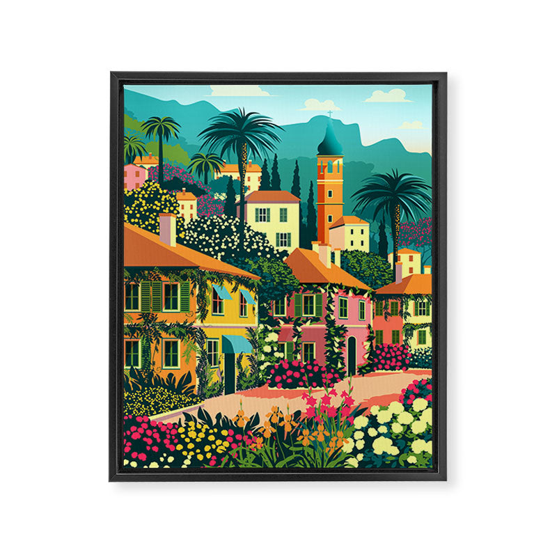 Romantic Italian Landscape Lake Como Colorful European Landscape Art Framed Canvas Print Gallery Image 6