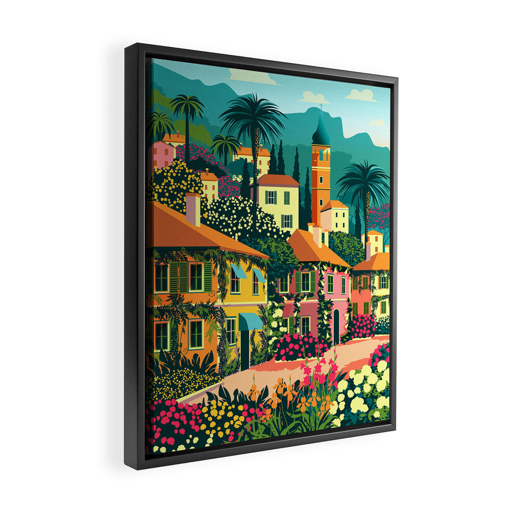 Romantic Italian Landscape Lake Como Colorful European Landscape Art Framed Canvas Print Gallery Image 2
