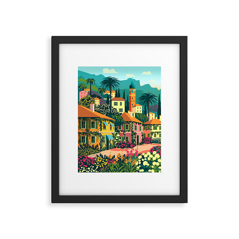 Romantic Italian Landscape Lake Como Colorful European Landscape Art Framed Art Print Gallery Image 5