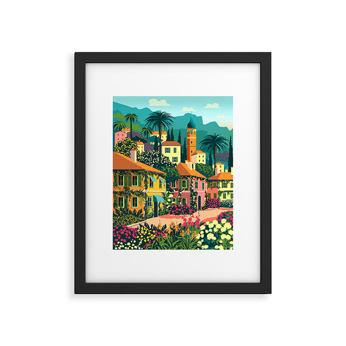 Romantic Italian Landscape Lake Como Colorful European Landscape Art Framed Art Print Gallery Image 1