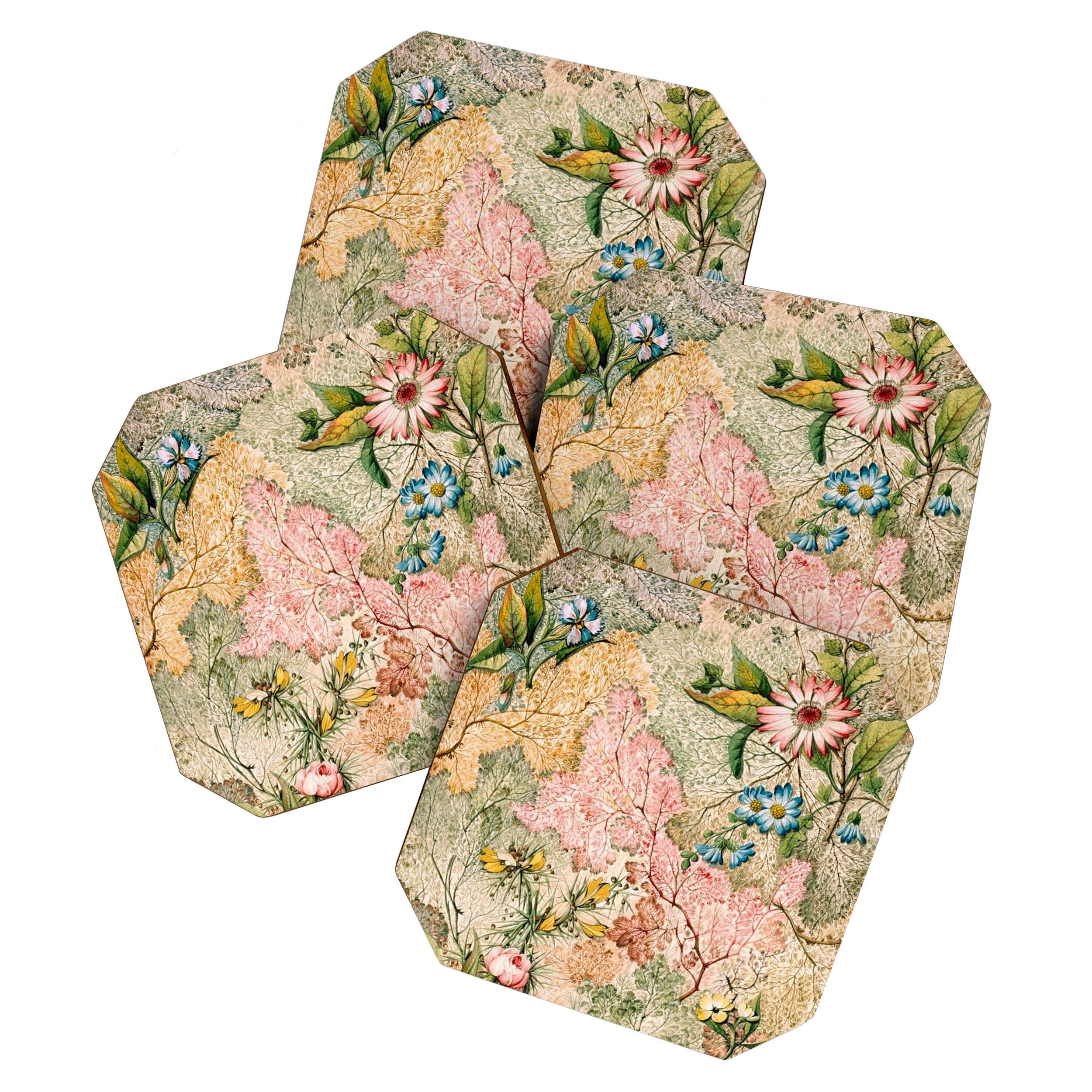 Romantic Marble End Paper Floral 1788 William Kilburn Coaster Gallery Image 1