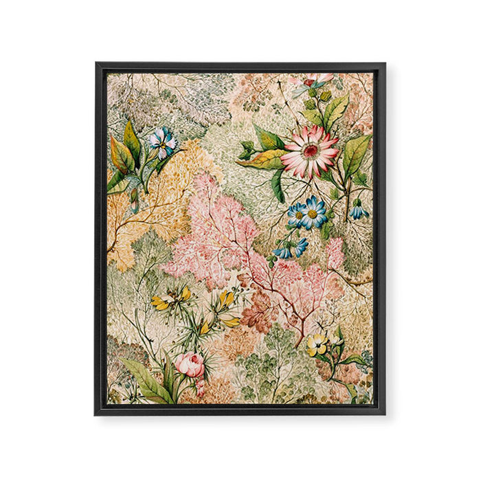 Romantic Marble End Paper Floral 1788 William Kilburn Framed Canvas Print Gallery Image 1