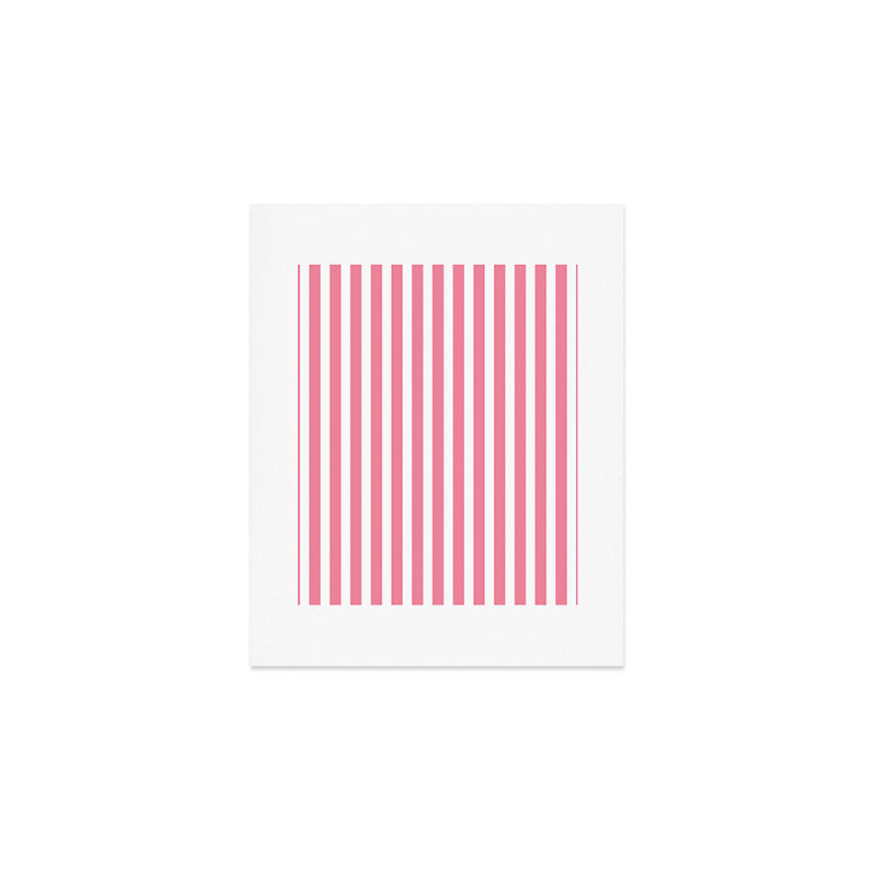 Rose Pink & White Cabana Stripe Art Print Gallery Image 1