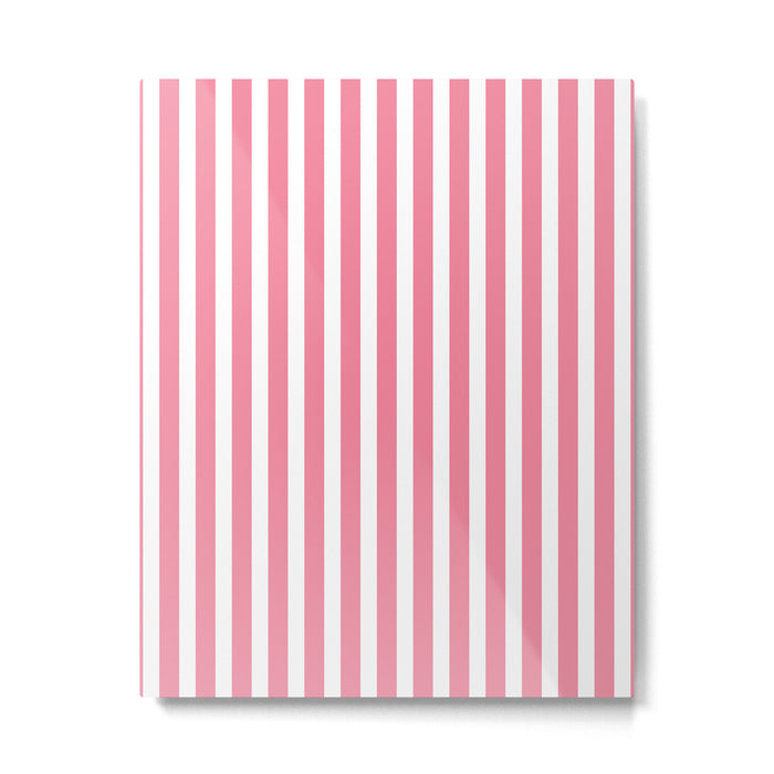 Rose Pink & White Cabana Stripe Metal Print Gallery Image 1