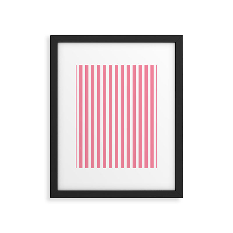 Rose Pink & White Cabana Stripe Framed Art Print Gallery Image 6
