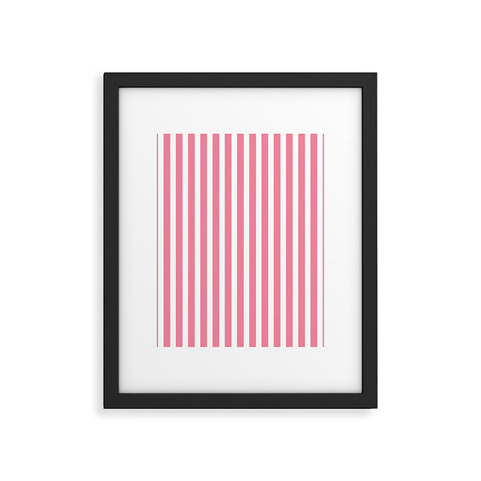Rose Pink & White Cabana Stripe Framed Art Print Gallery Image 1