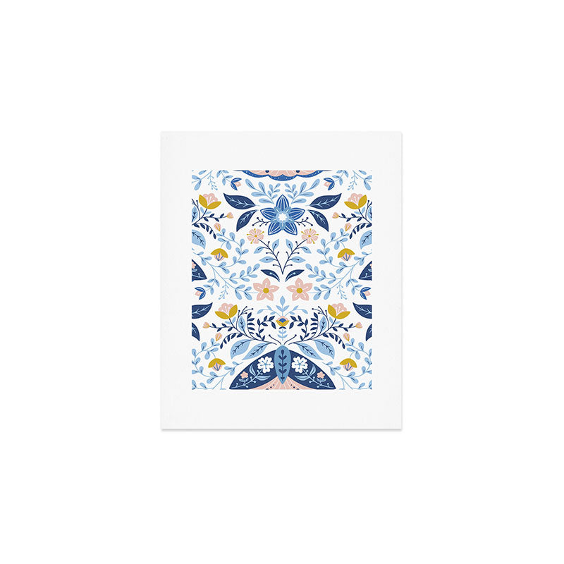 Scandinavian Butterfly Folk Art Pattern Art Print Gallery Image 1