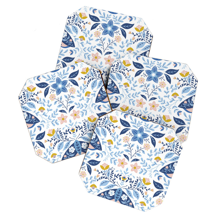 Scandinavian Butterfly Folk Art Pattern Coaster Gallery Image 1