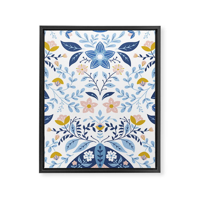 Scandinavian Butterfly Folk Art Pattern Framed Canvas Print Gallery Image 1