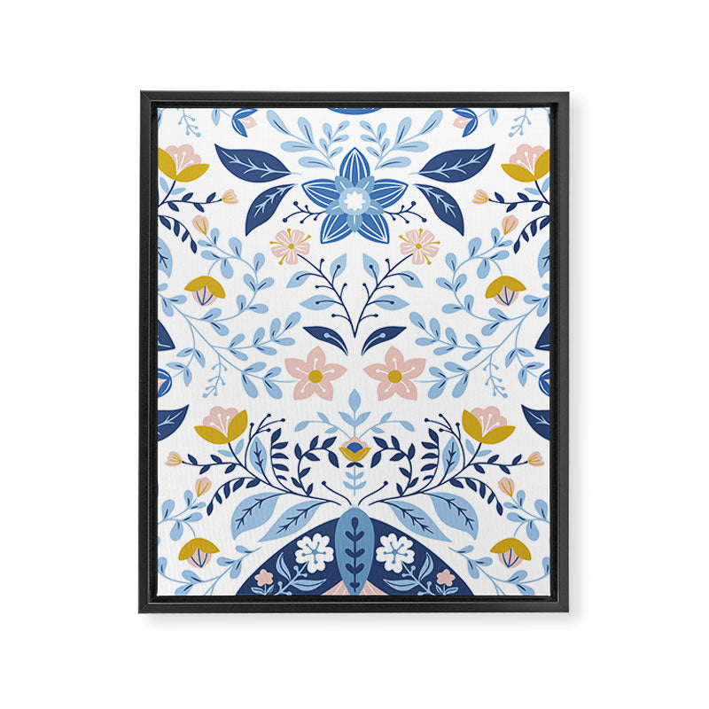 Scandinavian Butterfly Folk Art Pattern Framed Canvas Print Gallery Image 8