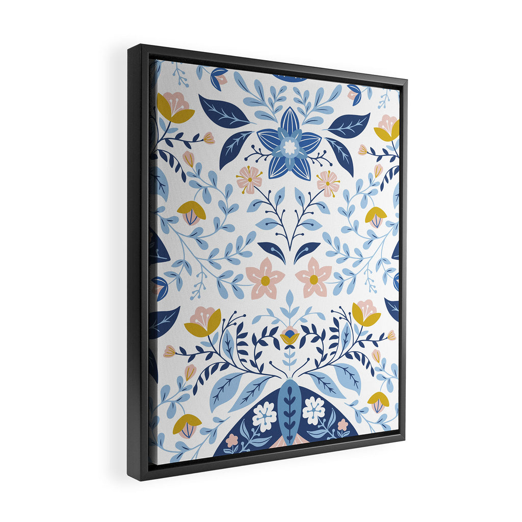 Scandinavian Butterfly Folk Art Pattern Framed Canvas Print Gallery Image 2