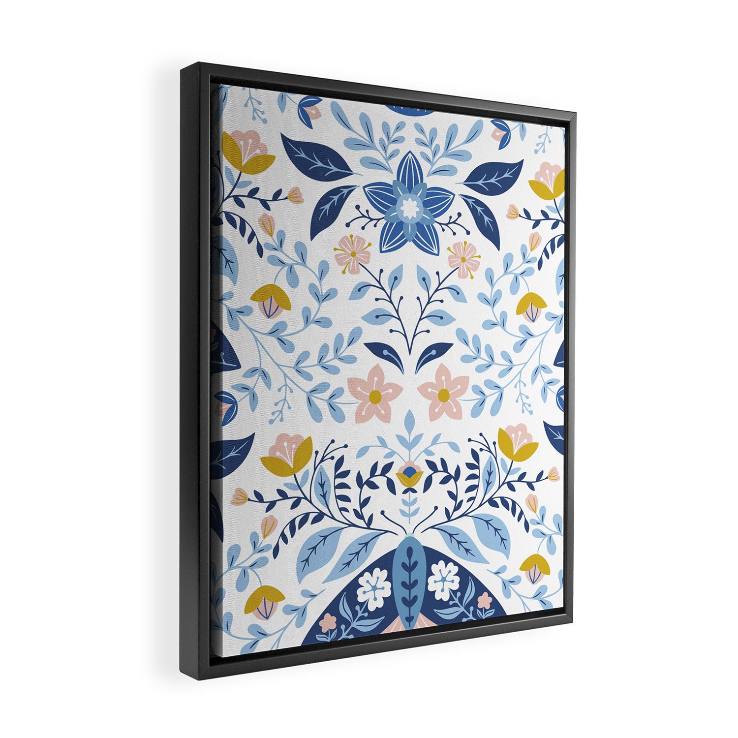 Scandinavian Butterfly Folk Art Pattern Framed Canvas Print Gallery Image 2