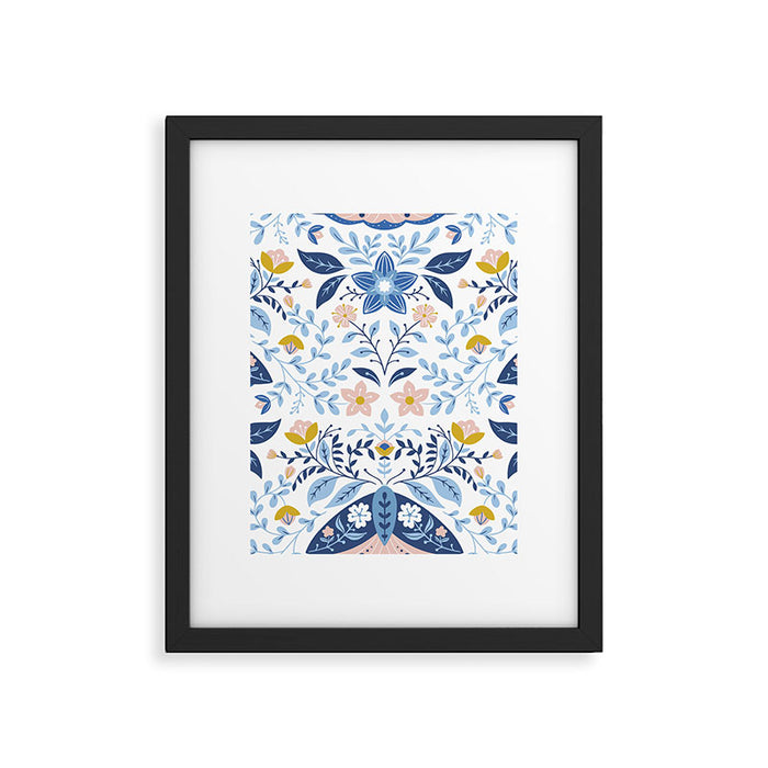 Scandinavian Butterfly Folk Art Pattern Framed Art Print Gallery Image 1
