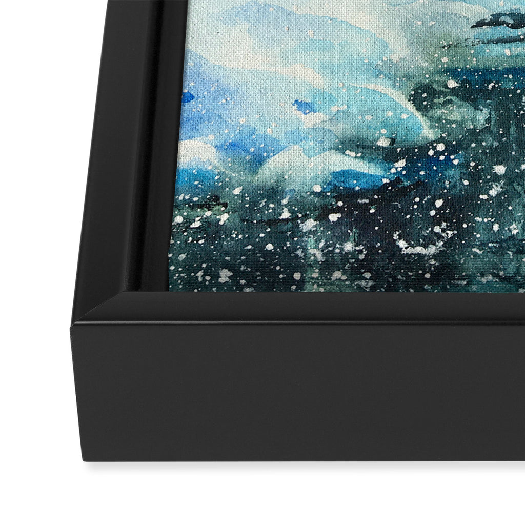 Snowy Northern Lights Forest Landscape Framed Canvas Print Gallery Image 3