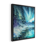 Snowy Northern Lights Forest Landscape Framed Canvas Print Gallery Image 2