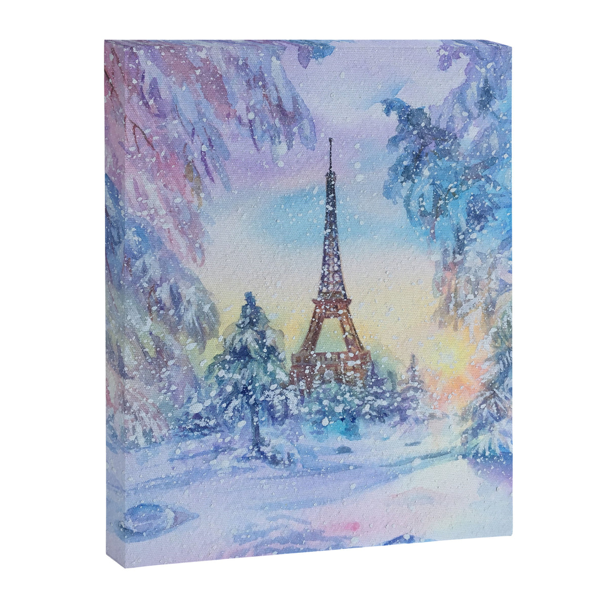 Snowy Parisian Christmas Watercolor Canvas Print Gallery Image 8