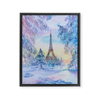 Snowy Parisian Christmas Watercolor Framed Canvas Print Gallery Image 8