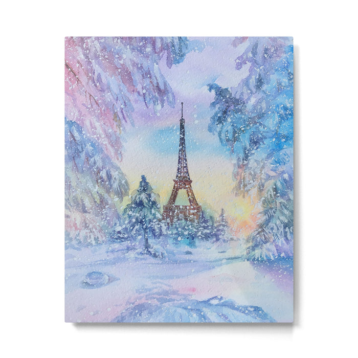Snowy Parisian Christmas Watercolor Metal Print Gallery Image 1