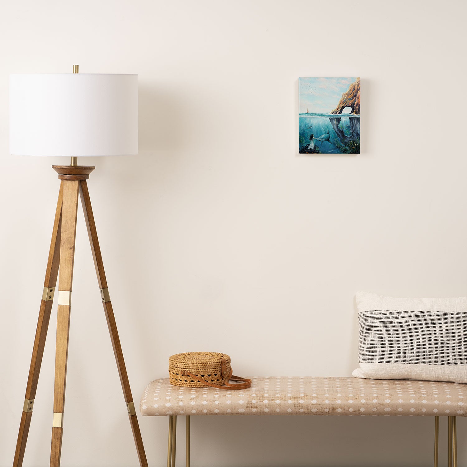 Surreal Ocean Dream 'Fairy Girl and the Shark' Canvas Print Gallery Image 2