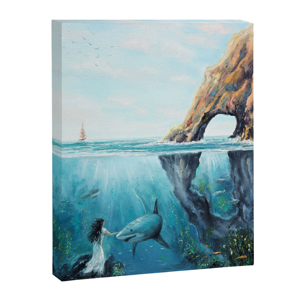 Surreal Ocean Dream 'Fairy Girl and the Shark' Canvas Print Gallery Image 6