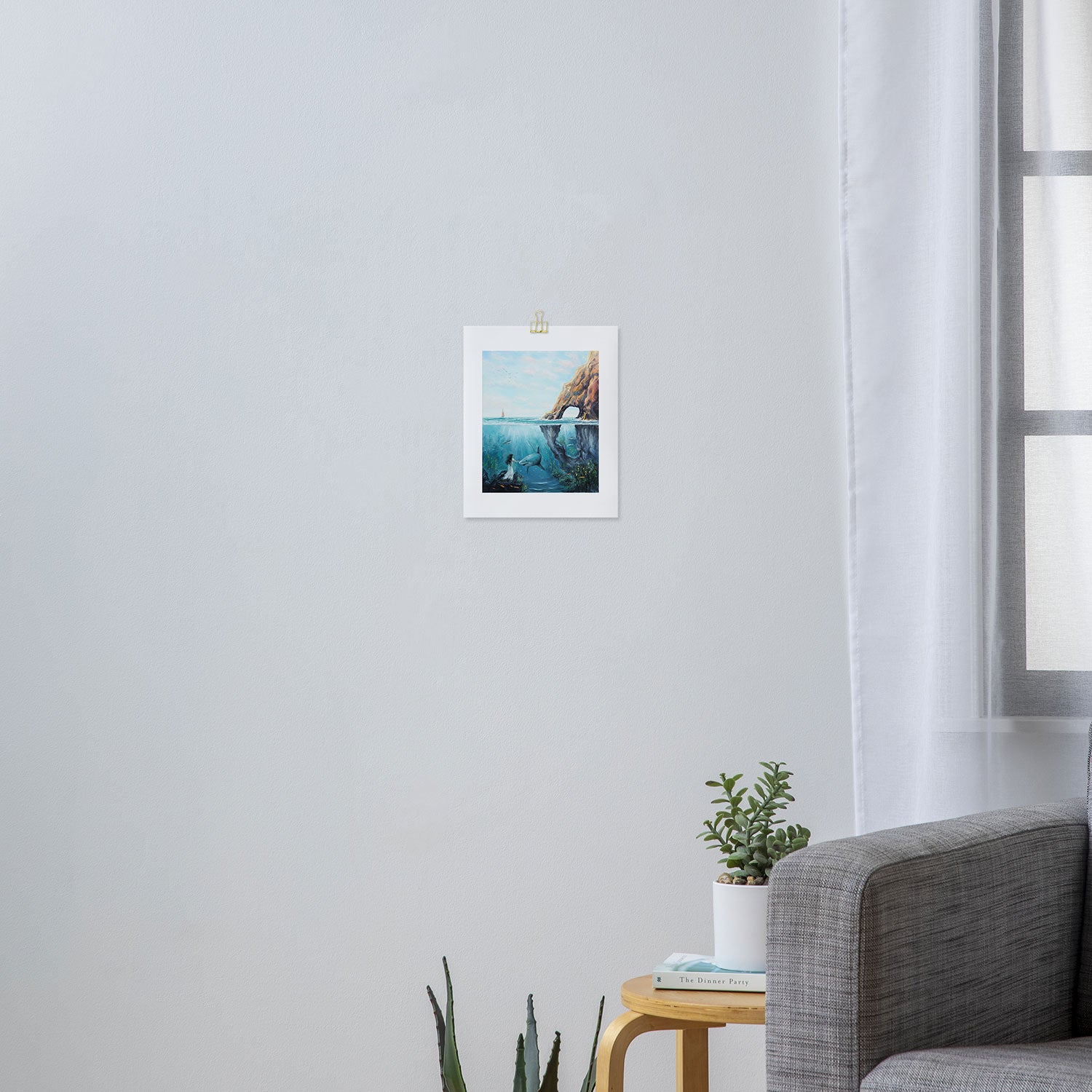 Surreal Ocean Dream 'Fairy Girl and the Shark' Art Print Gallery Image 3
