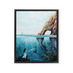 Surreal Ocean Dream 'Fairy Girl and the Shark' Framed Canvas Print Gallery Image 6
