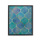 Teal Purple Gold Quatrefoil Moroccan Pattern Framed Canvas Print Gallery Image 8