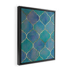 Teal Purple Gold Quatrefoil Moroccan Pattern Framed Canvas Print Gallery Image 2