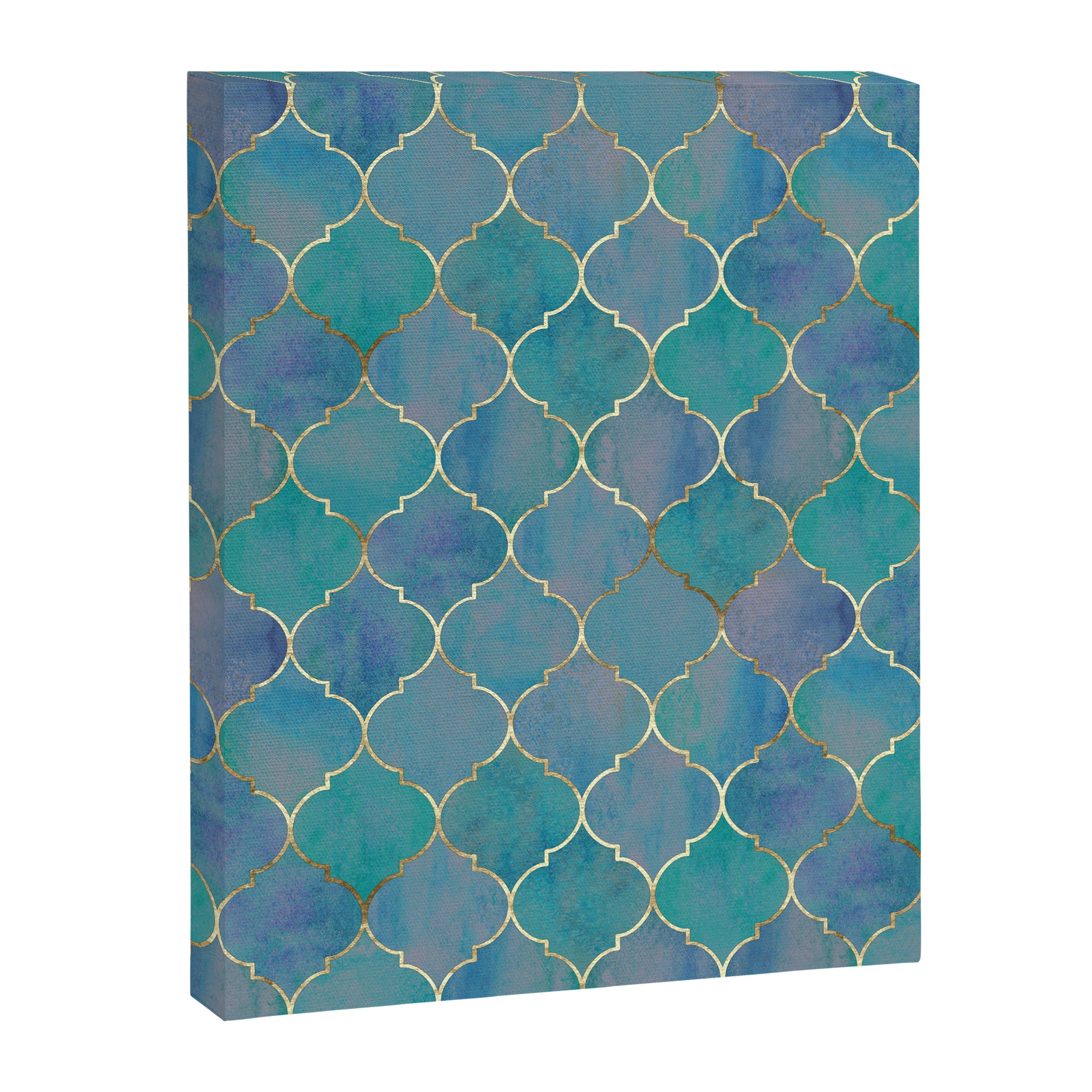 Teal Purple Gold Quatrefoil Moroccan Pattern II Canvas Print Gallery Image 8