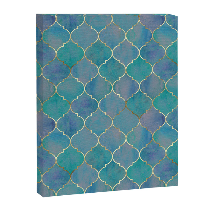 Teal Purple Gold Quatrefoil Moroccan Pattern II Canvas Print Gallery Image 1