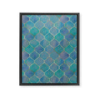 Teal Purple Gold Quatrefoil Moroccan Pattern II Framed Canvas Print Gallery Image 8