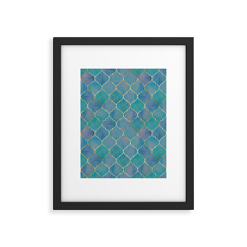Teal Purple Gold Quatrefoil Moroccan Pattern II Framed Art Print Gallery Image 6