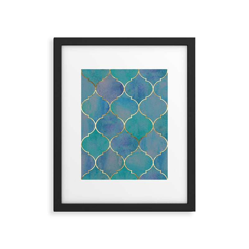 Teal Purple Gold Quatrefoil Moroccan Pattern Framed Art Print Gallery Image 6