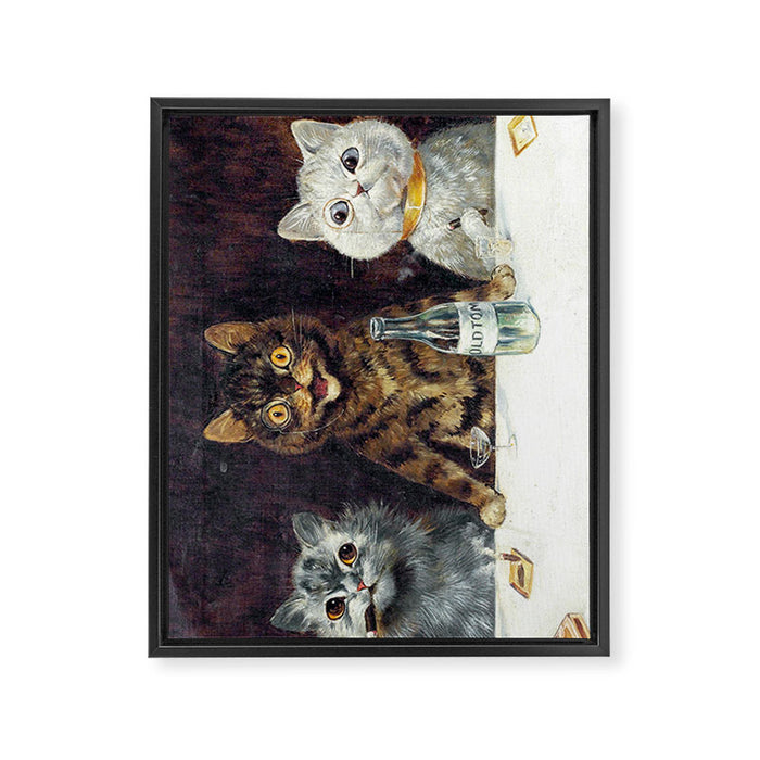 'The Bachelor Party' Vintage Cat Art by Louis Wain Cat Art Framed Canvas Print Gallery Image 1