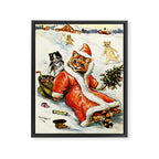 'To Wish You A Merry Christmas' by Louis Wain Framed Canvas Print Gallery Image 6