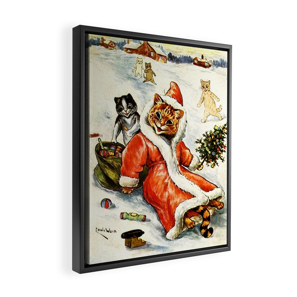 'To Wish You A Merry Christmas' by Louis Wain Framed Canvas Print Gallery Image 2