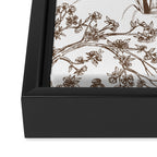 Toile de Jouy Contemporary French Boho Dark Brown & White Framed Canvas Print Gallery Image 3