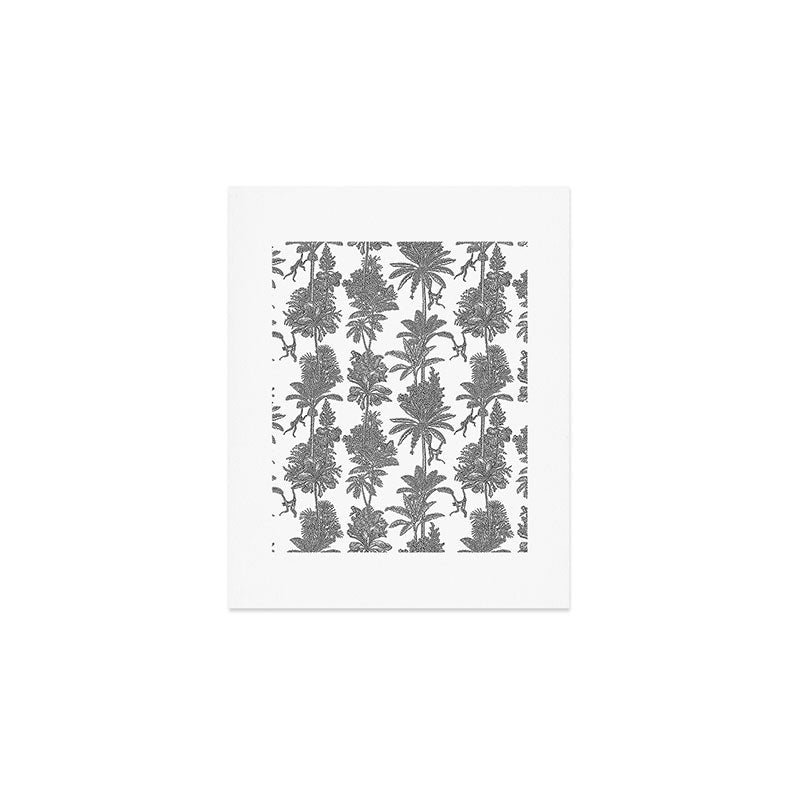 Toile de Jouy Exotic Jungle Monkeys Black & White Art Print Gallery Image 1
