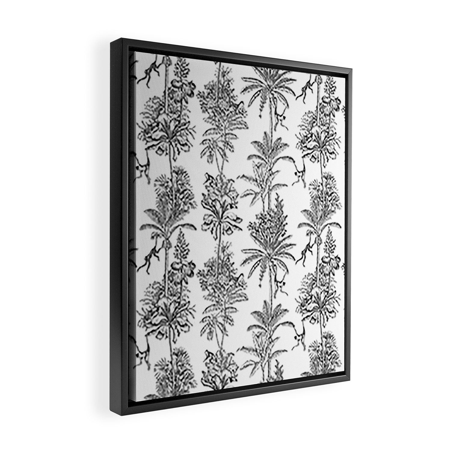 Toile de Jouy Exotic Jungle Monkeys Black & White Framed Canvas Print Gallery Image 2